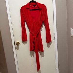 Elegant Red Wrap Blouse
